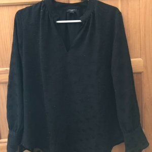 Ann Taylor Black Long-Sleeve Blouse - Size Medium Petite (MP)